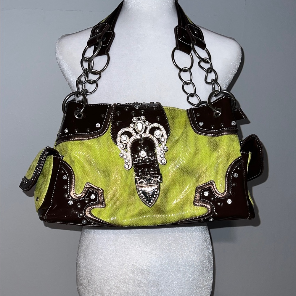 Stylish Green and Brown Women's Bag